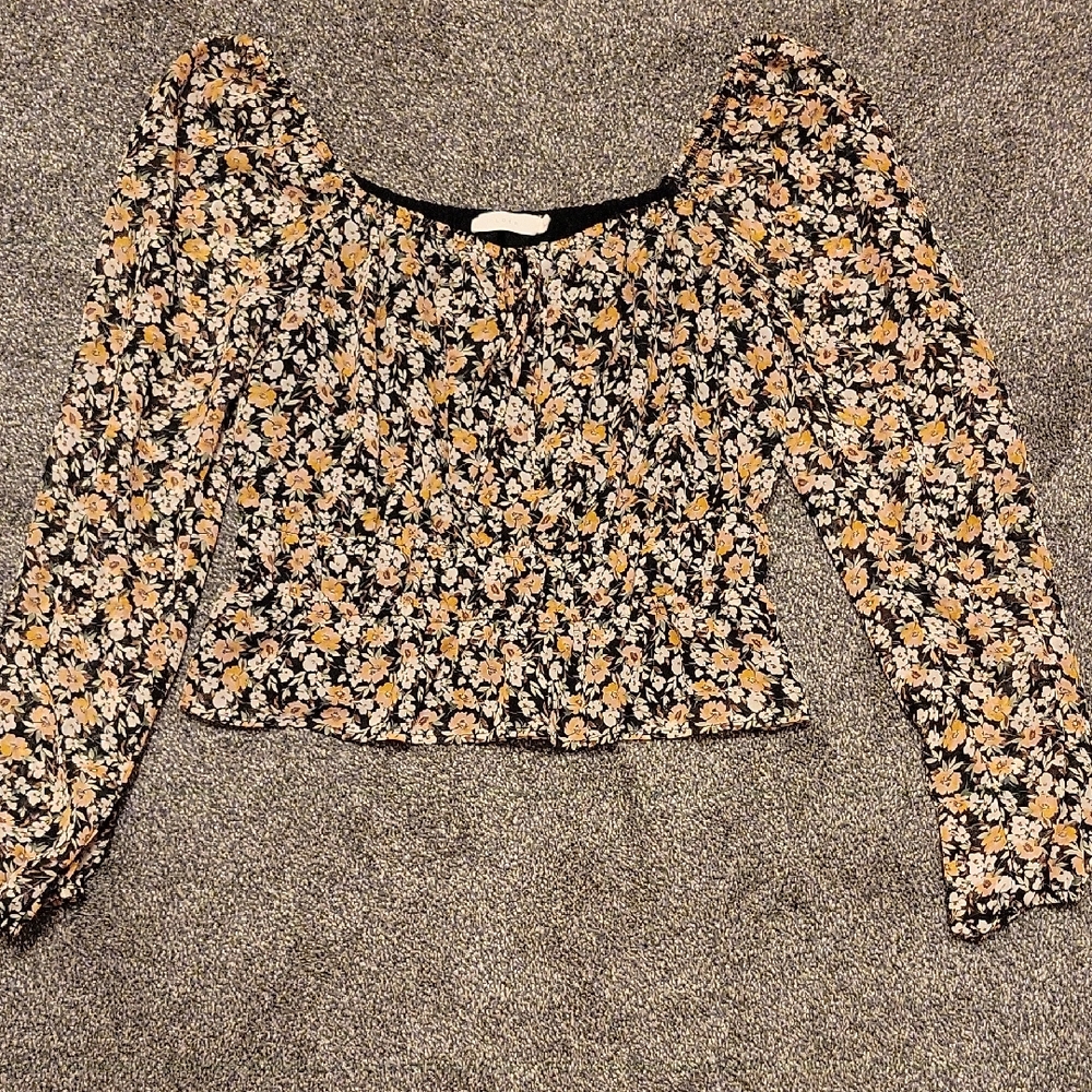 Lush Black and Orange Floral Blouse